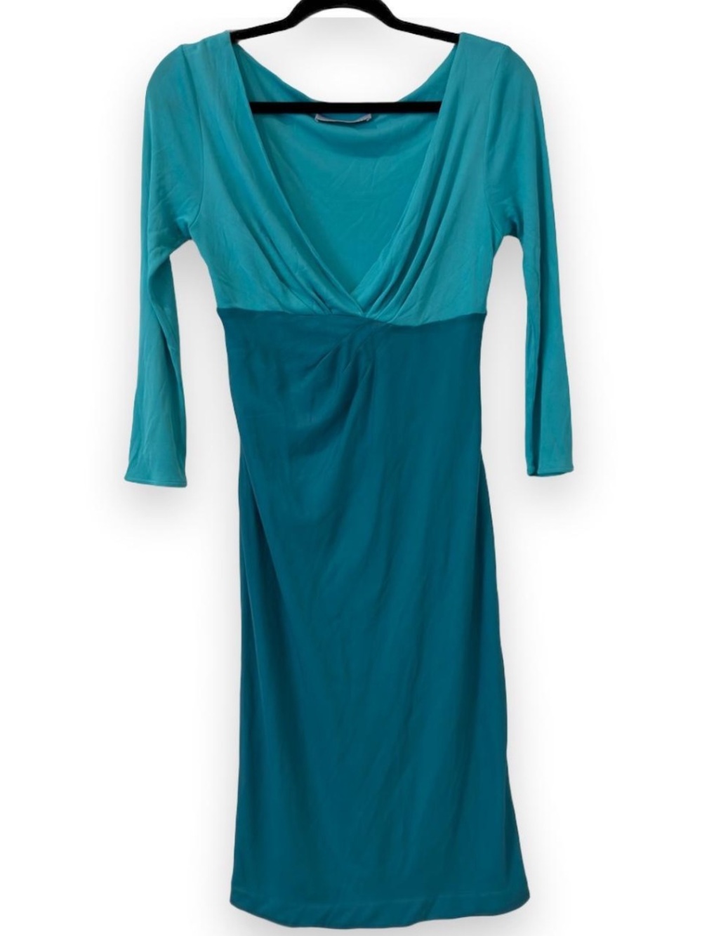 Blumarine Vintage Archival Y2K Turquoise Mesh Draped Midi Dress M